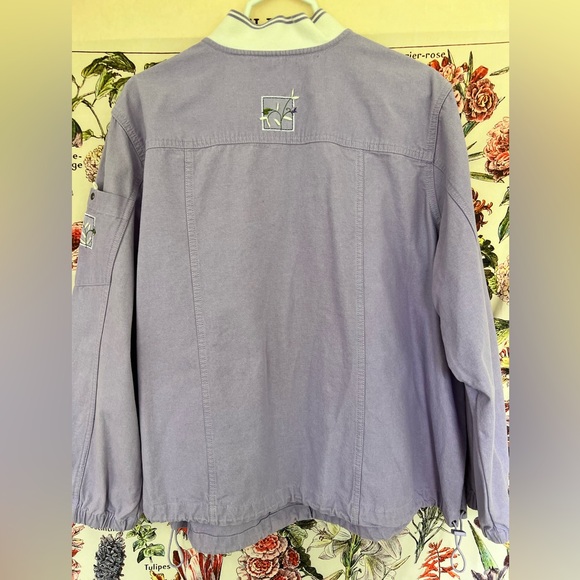 CJ Banks purple denim like zip up jacket. Size 2x. 💯 cotton. Embroidery - Picture 5 of 8